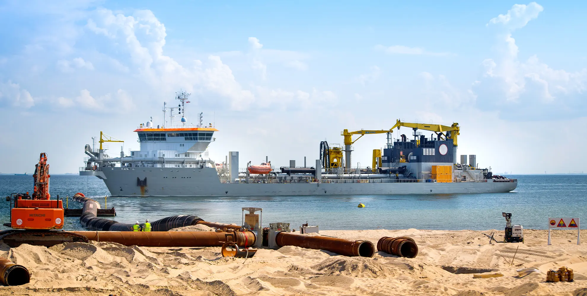 Industrial pipe and equipment yard prepared for project supply